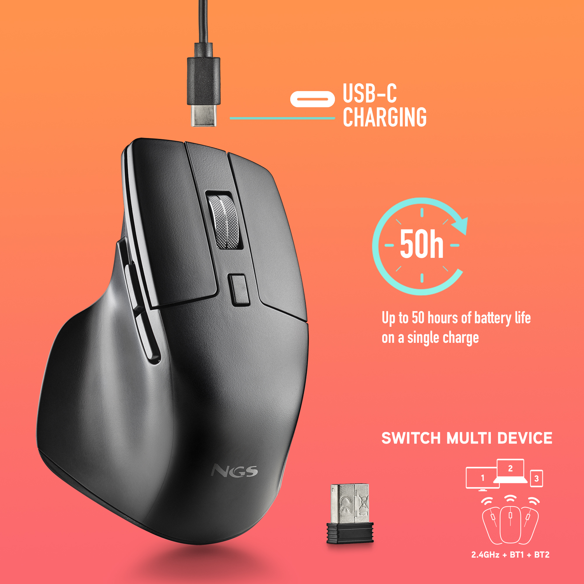 NGS Hit-RB mouse Office Right-hand RF Wireless Optical 1600 DPI – image 7