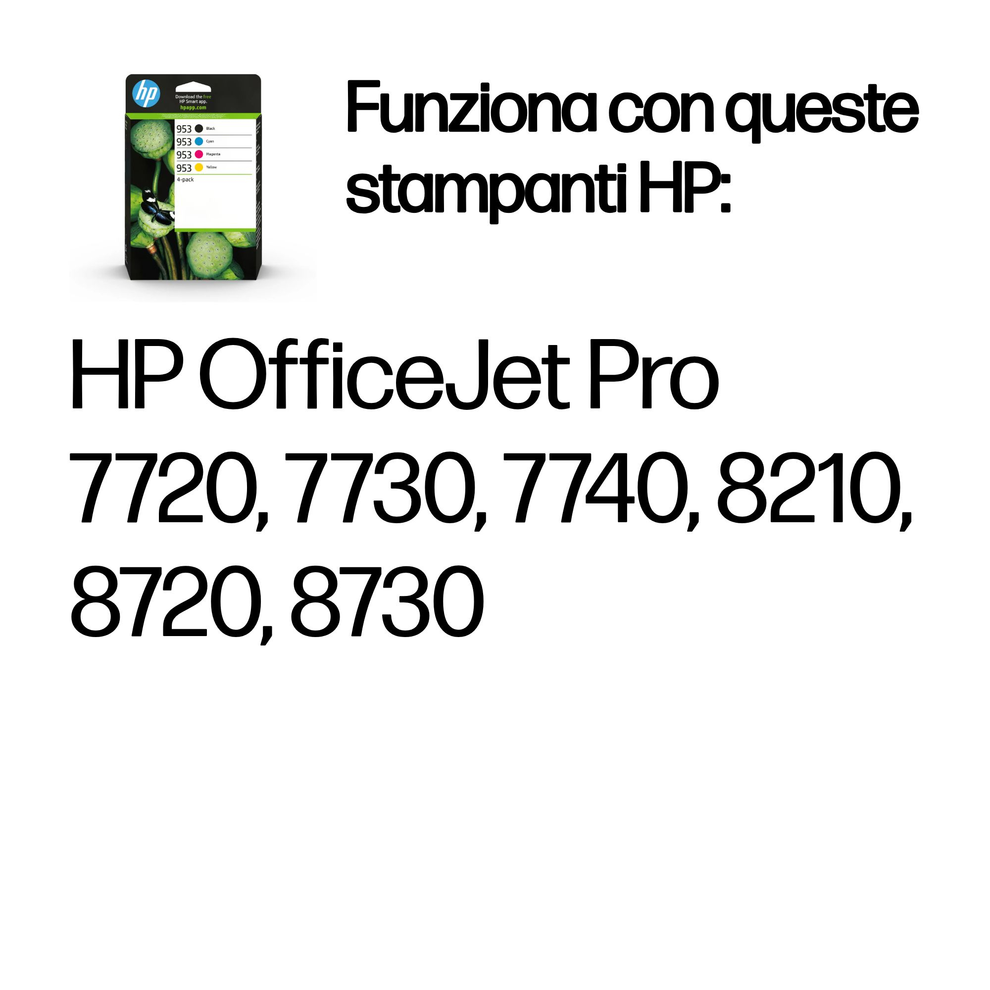HP 953 CMYK Original Ink Cartridge 4-Pack - Ink - [K][C][Y][M] - per HP OfficeJet Pro 7700, 8200 - Miniatura 2