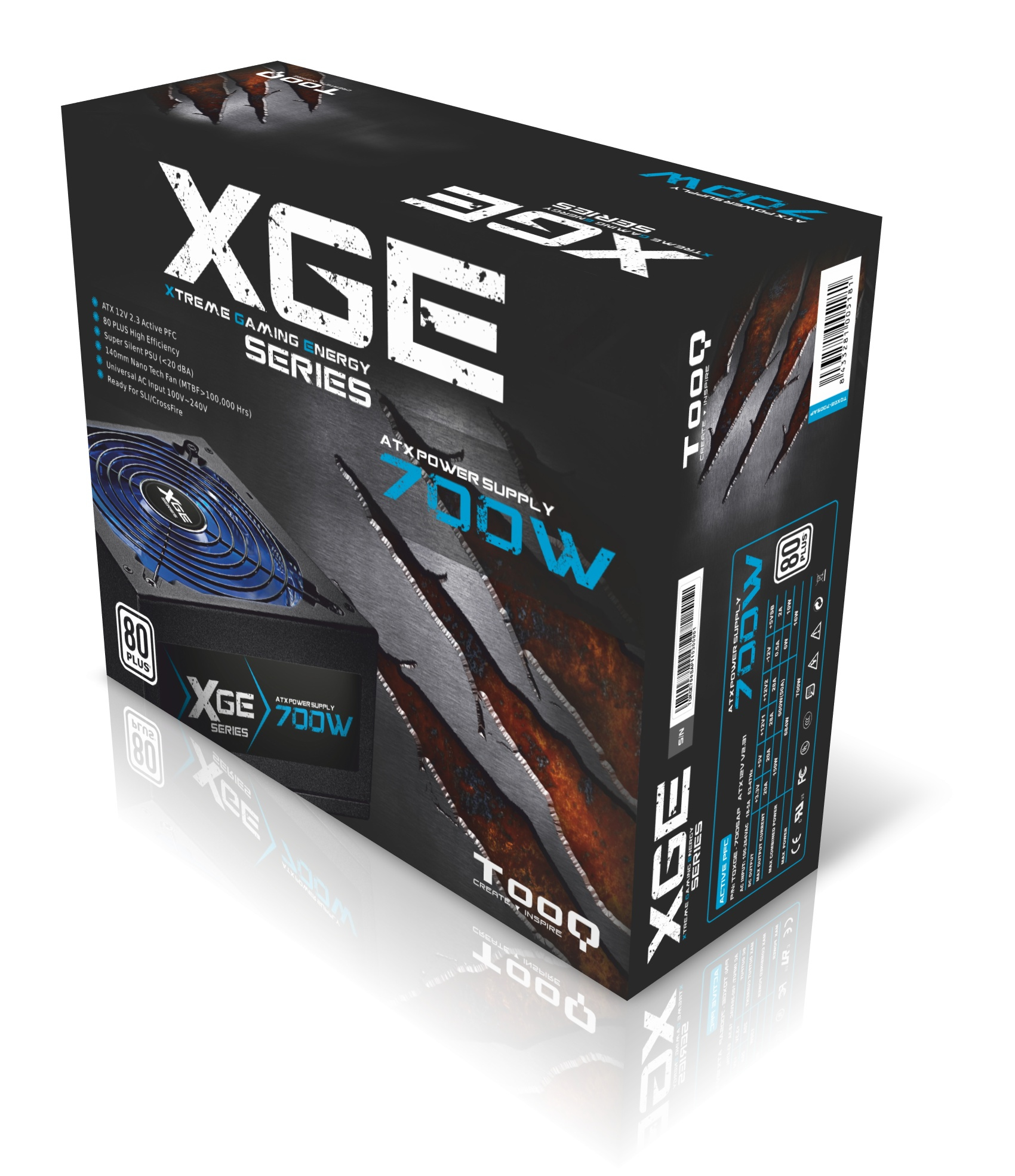 TooQ TQXGE-700SAP power supply unit 700 W 20+4 pin ATX ATX Black image 6