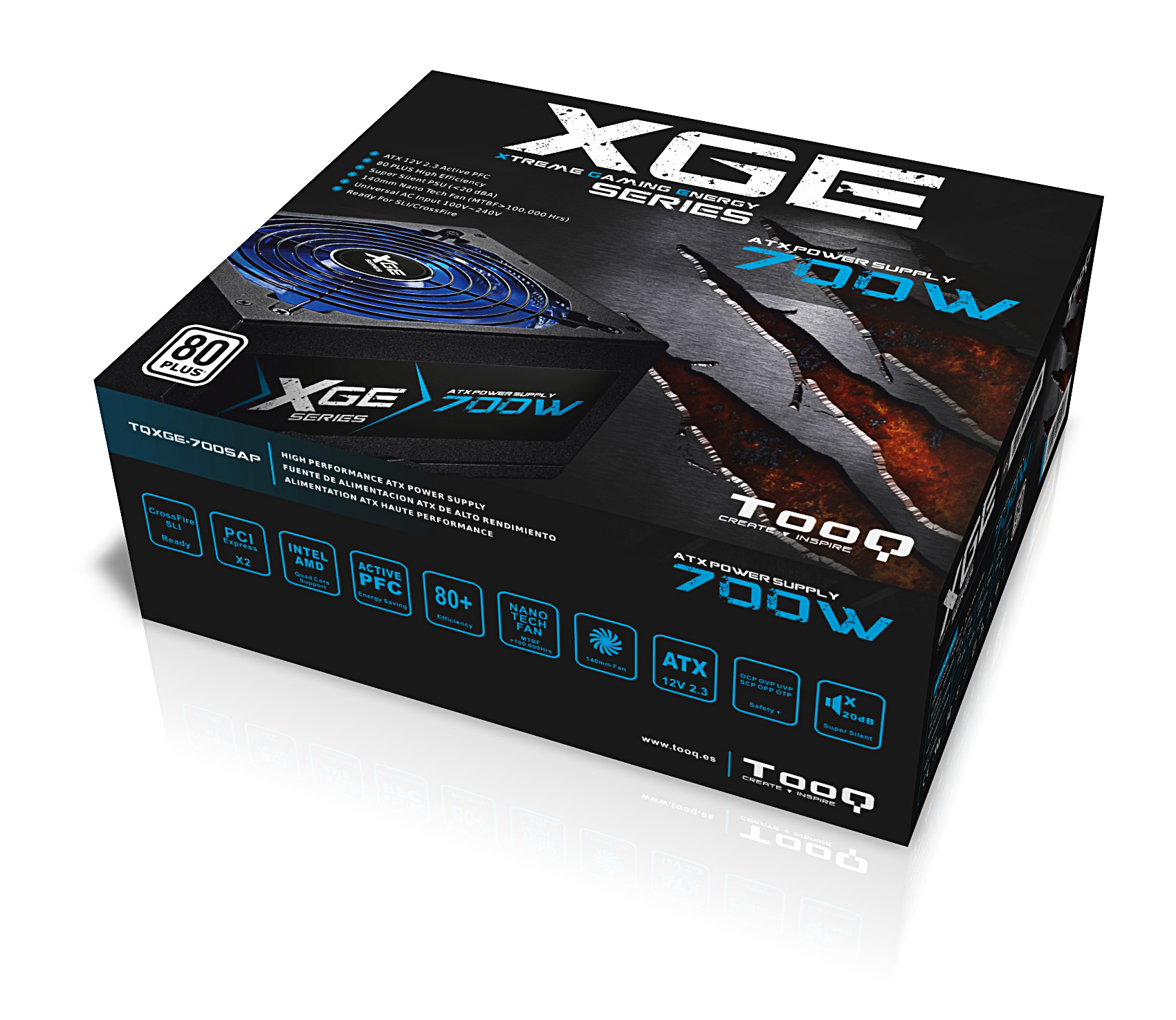 TooQ TQXGE-700SAP power supply unit 700 W 20+4 pin ATX ATX Black image 8