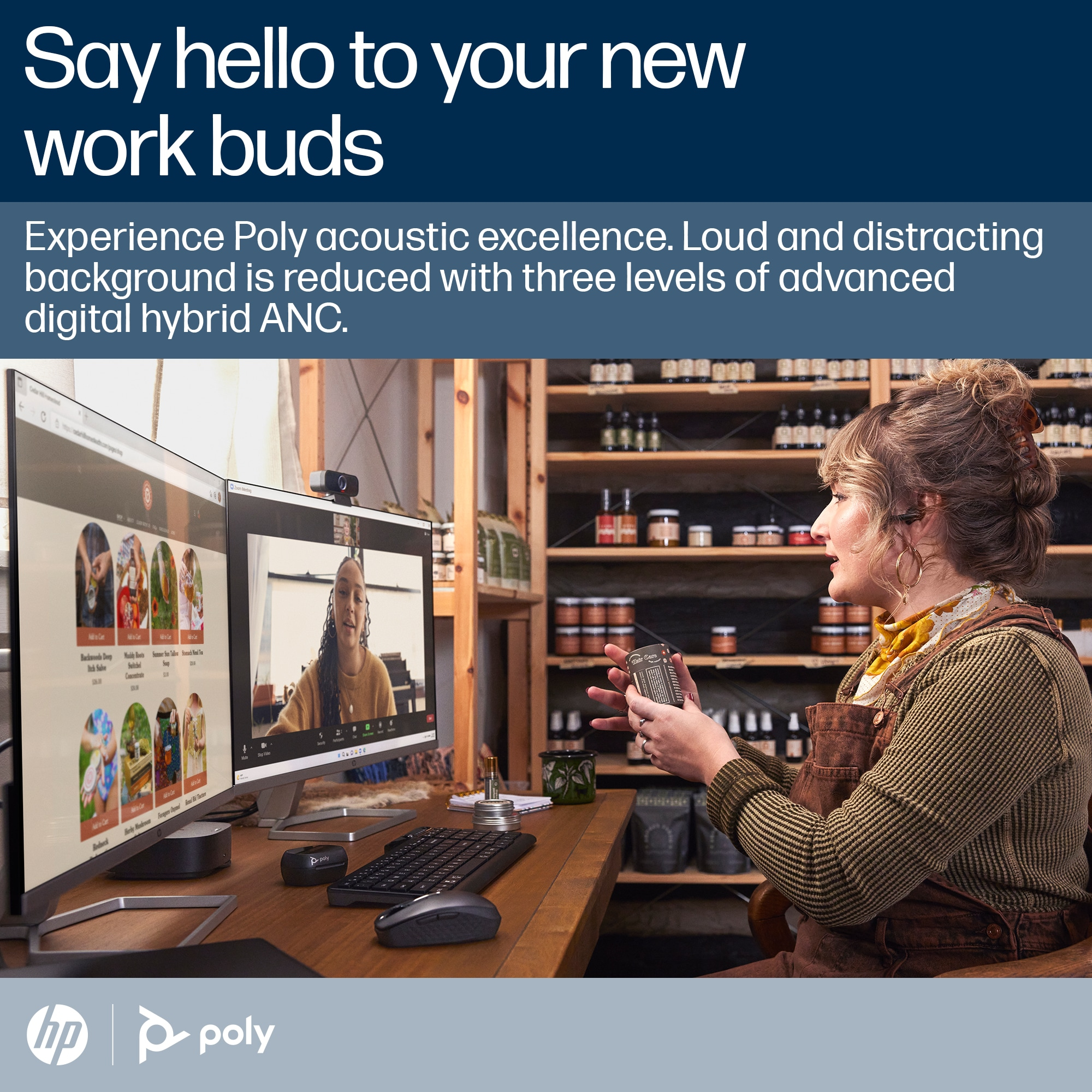 HP Poly Voyager Free 60+ UC Carbon Black Earbuds +BT700 USB-C Adapter +Touchscreen Charge Case – image 7