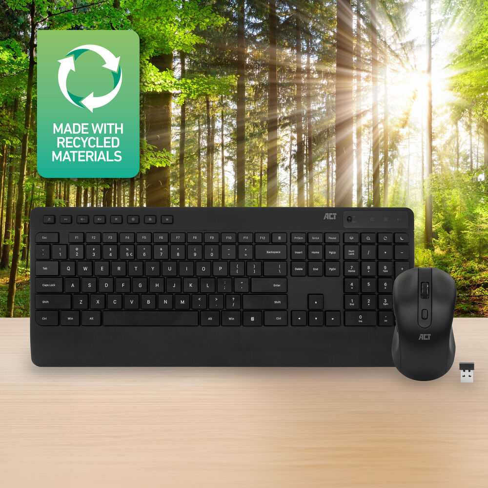 ACT Wireless keyboard and mouse bundle (Qwerty), silent click, eco-friendly, made from recycled materials – image 6