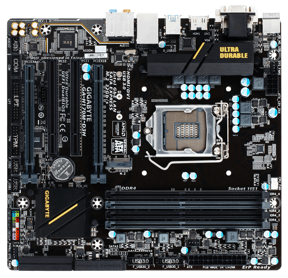 GIGABYTE GA-H170M-D3H motherboard Intel® H170 LGA 1151 (Socket H4) micro ATX – image 2
