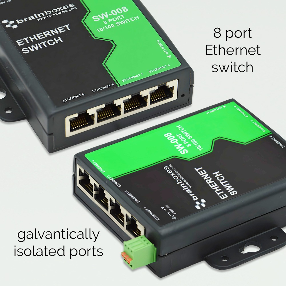 Brainboxes Light Industrial 8 Port 10/100 Ethernet Switch – image 3