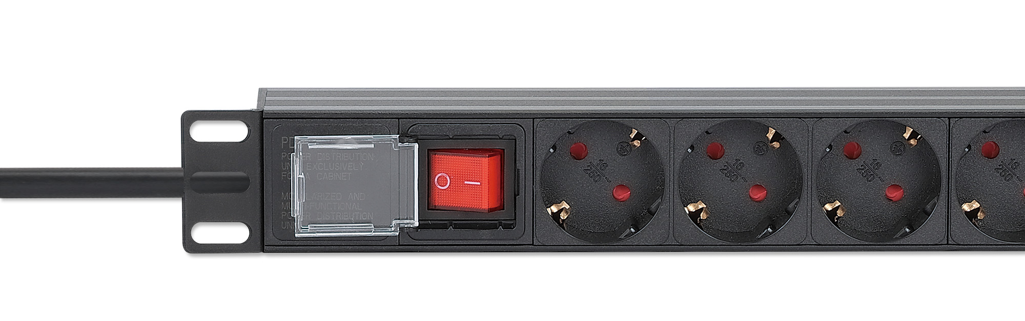 Intellinet 19" 1U Rackmount 6-Output Power Distribution Unit (PDU) EU CEE 7/3 Outlets, Built-in 2 m Power Cord with EU CEE 7/7 Plug, 16 A, On/Off Switch, Horizo – image 4