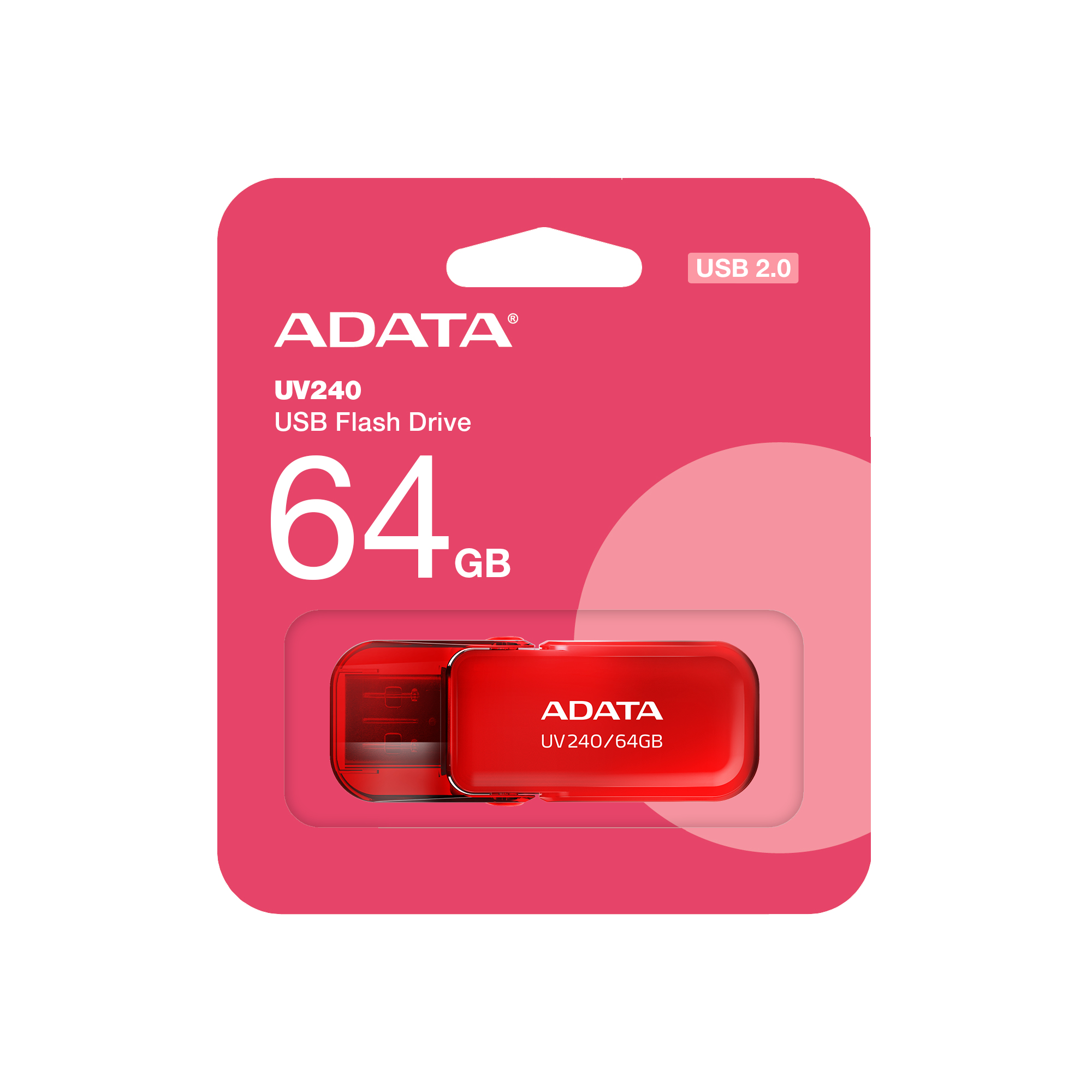 Memoria USB ADATA UV240 - 64GB - USB 2.0 - Rojo - AUV240-64G-RRD
