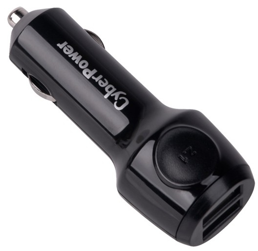 صورة شاحن سيارة USB مزدوج CyberPower CPTDC2U 5V/12V تلقائي، أسود