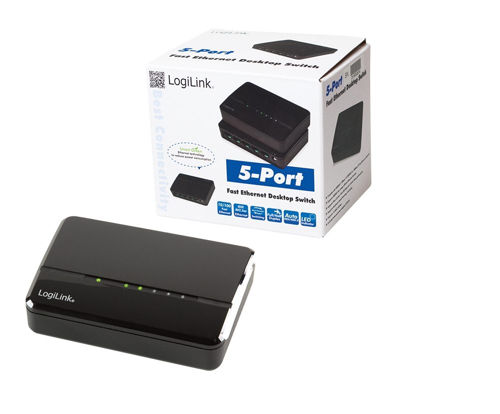LogiLink NS0103 network switch Unmanaged L2 Fast Ethernet (10/100) Black