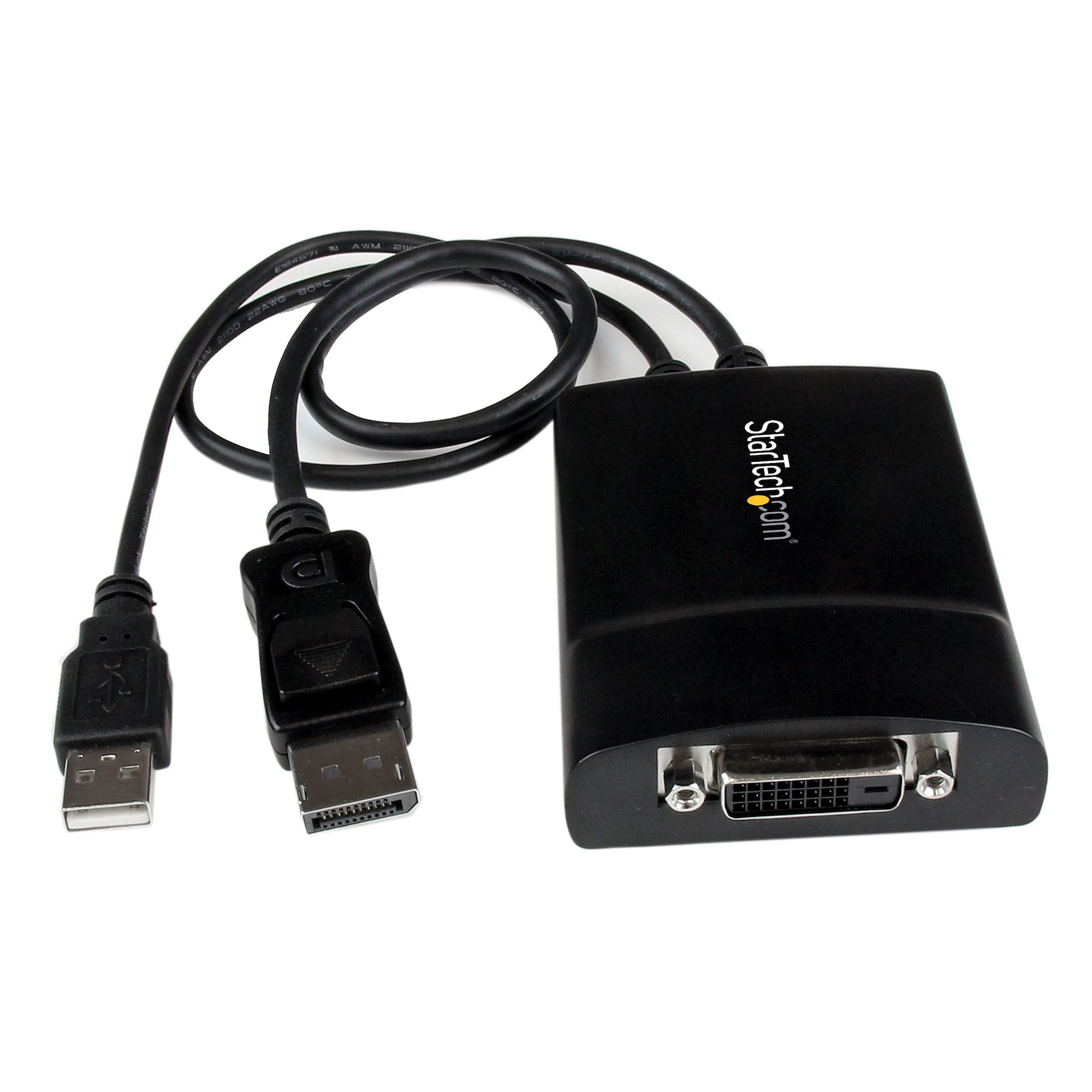 StarTech.com DisplayPort to DVI Adapter - Dual-Link - Active DVI-D Adapter for Your Monitor / Display - USB Powered - 2560x1600 (DP2DVID2) - DisplayPort / DVI adapter - USB (power only), DisplayPort (M) to DVI-D (F) latched - USB 2.0 / DisplayPort 1.2 - 37 cm - USB power, active, 2560 x 1600 (WQXGA) support - black