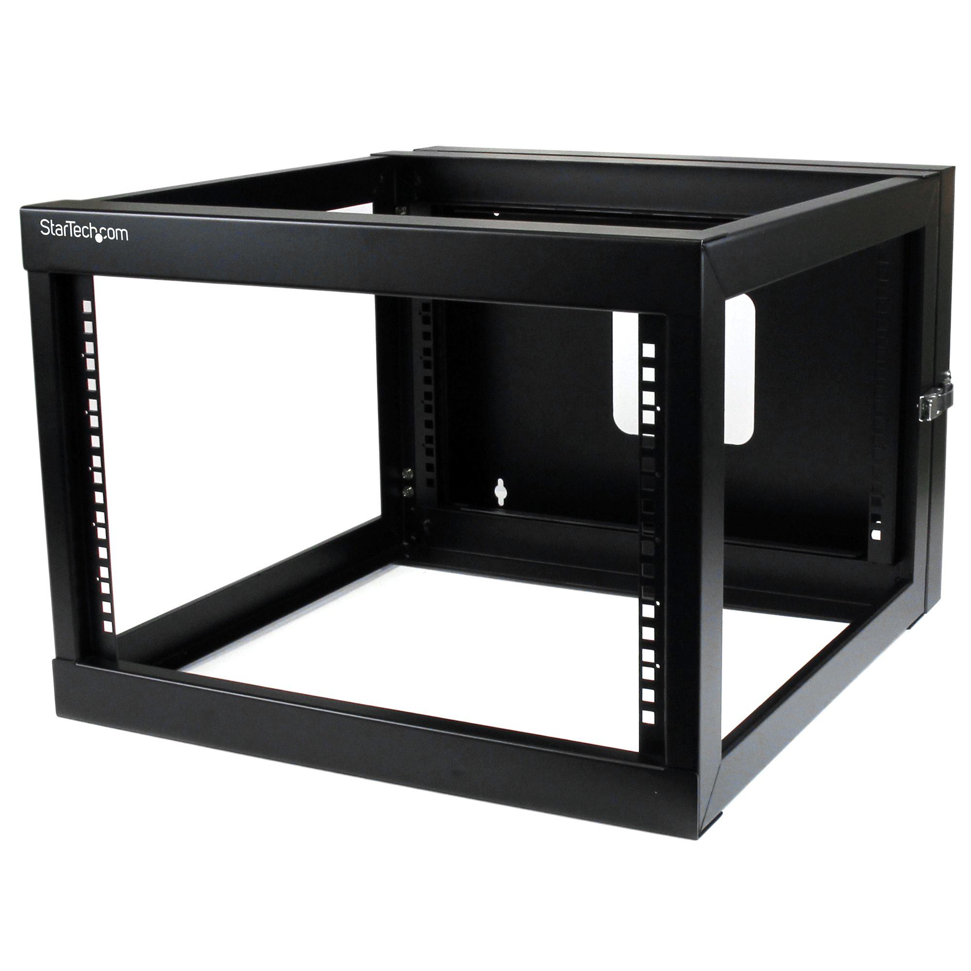 StarTech.com 6U Hinged Open Frame Wall Mount Network Rack - 4-Post 22" Depth Swing Out Computer Equipment Rack - 110lbs capacity (RK619WALLOH) - Rack - wall mountable - black - 6U - 22"