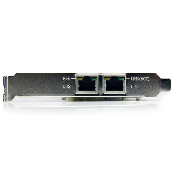 صورة بطاقة شبكة جيجابت إيثرنت مزدوجة المنفذ من نوع PCI Express، تدعم PoE/PSE، بسرعة 2000 ميجابت/ثانية
