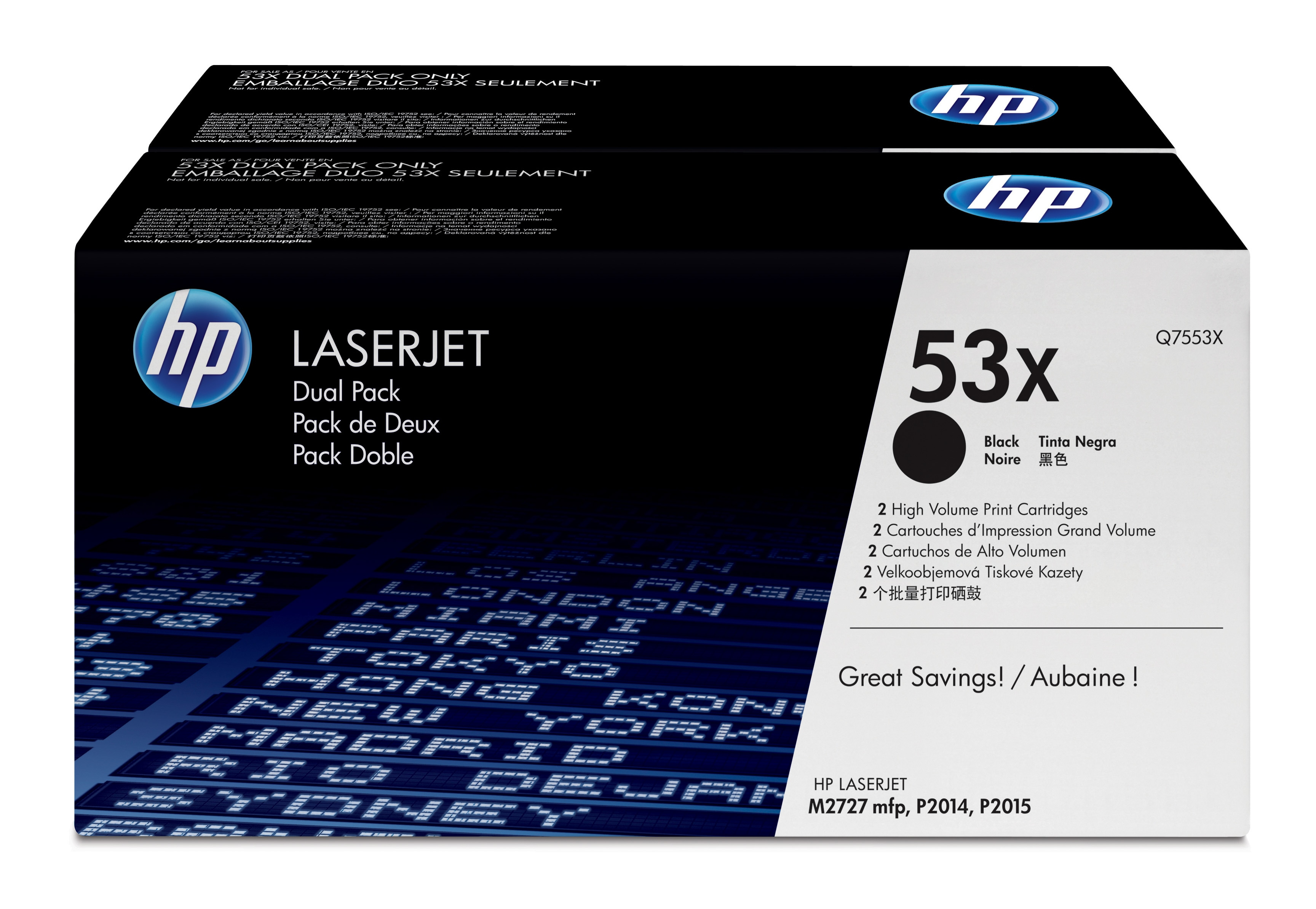 HP Confezione da 2 cartucce originali di Toner nero ad alta capacità LaserJet 53X