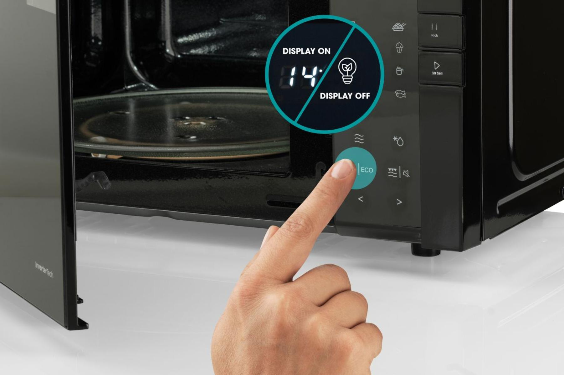Hisense The H25MOBS4HGI microwave oven makes cooking simple with even heat distribution, a powerful grill function, and easy to use controls. Its sleek black gl – image 9