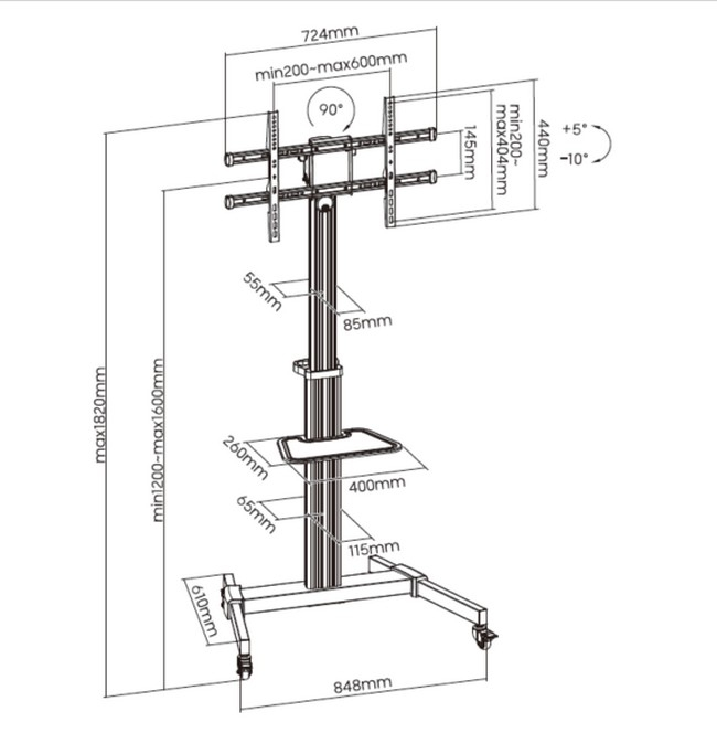 Equip Bodenstandhalter  37-86/1TFT  50kg Rotate LFD     si lite Retail Bodenstandhalter