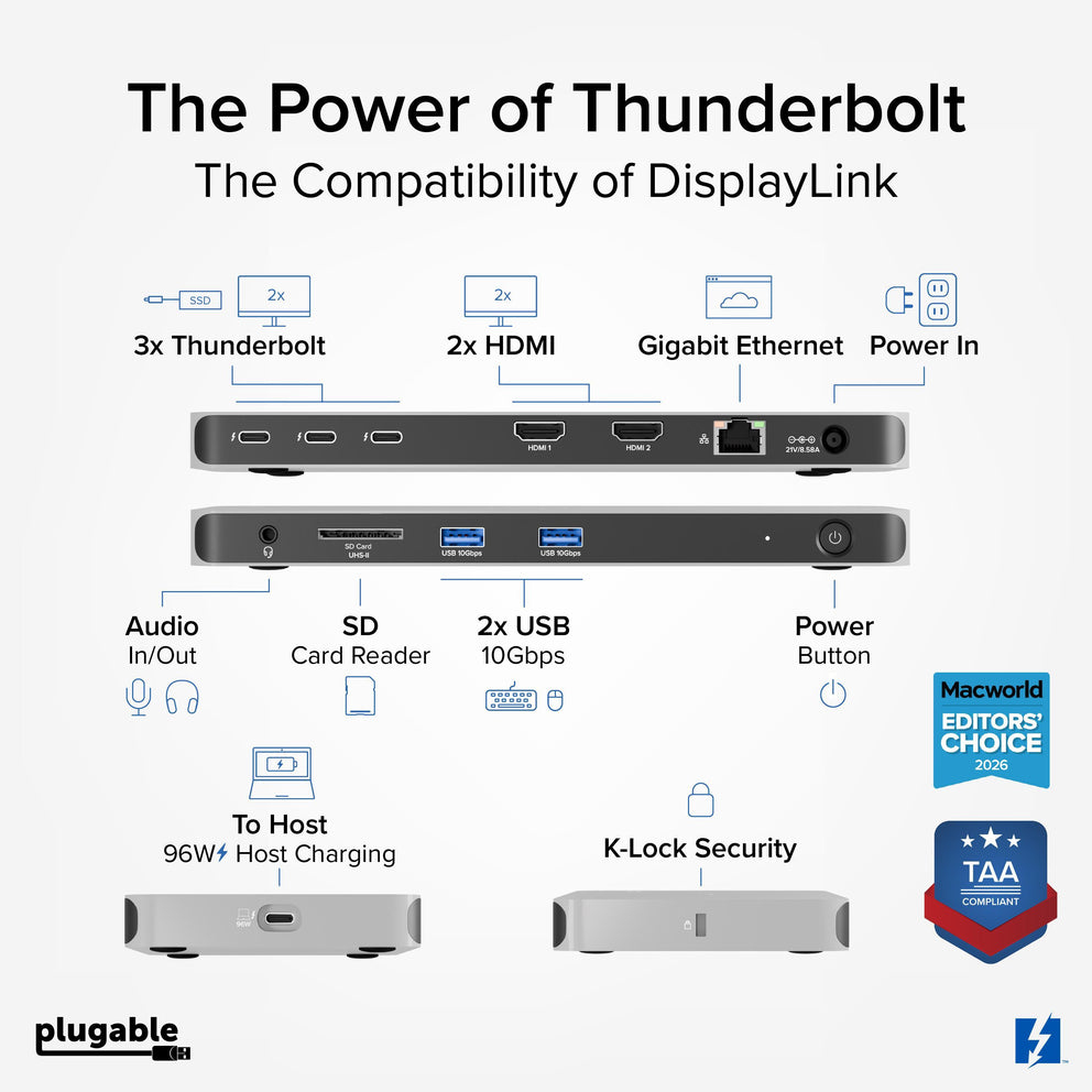 Plugable Technologies TBT-6950PD laptop dock/port replicator Wired Thunderbolt 4 Grey – image 2