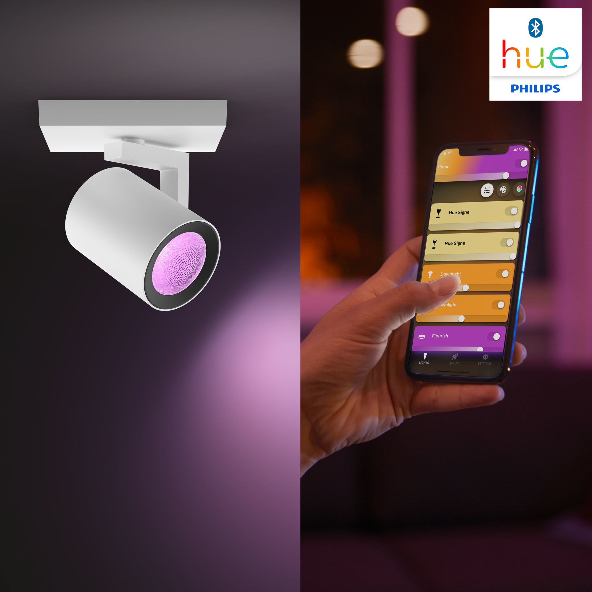 Philips by Signify Philips Hue White and colour ambience Argenta quadruple spotlight – image 8