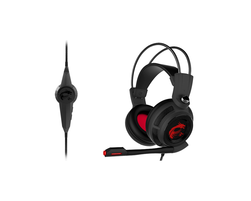 MSI DS502 7.1 Virtual Surround Sound Gaming Headset 'Black with Ambient Dragon Logo, Wired USB connector – image 5