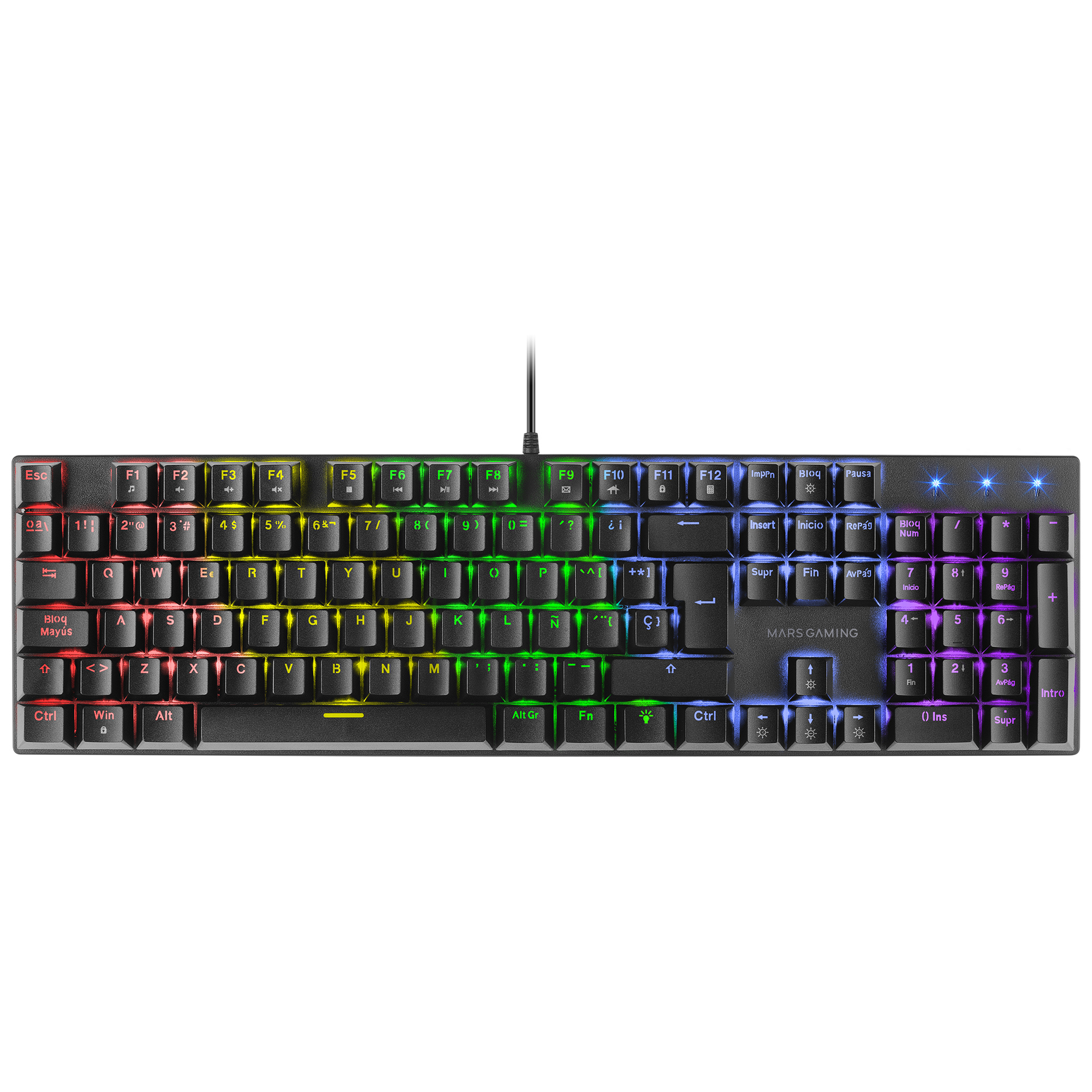 Mars Gaming MK422 Black Mechanical Gaming RGB Keyboard Antighosting Blue Mechanical Switch Spanish Language