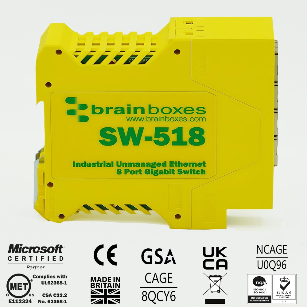Brainboxes Industrial 8 Port Gigabit Ethernet Switch – image 2