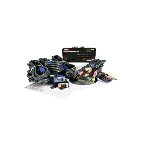 StarTech.com 4 Port Black USB KVM Switch Kit with Cables and Audio – image 6