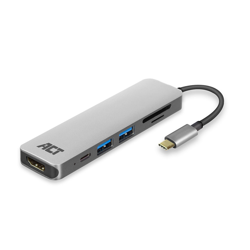 ACT AC7023 USB-C to HDMI multiport adapter 4K, USB hub, cardreader, PD pass through – image 3