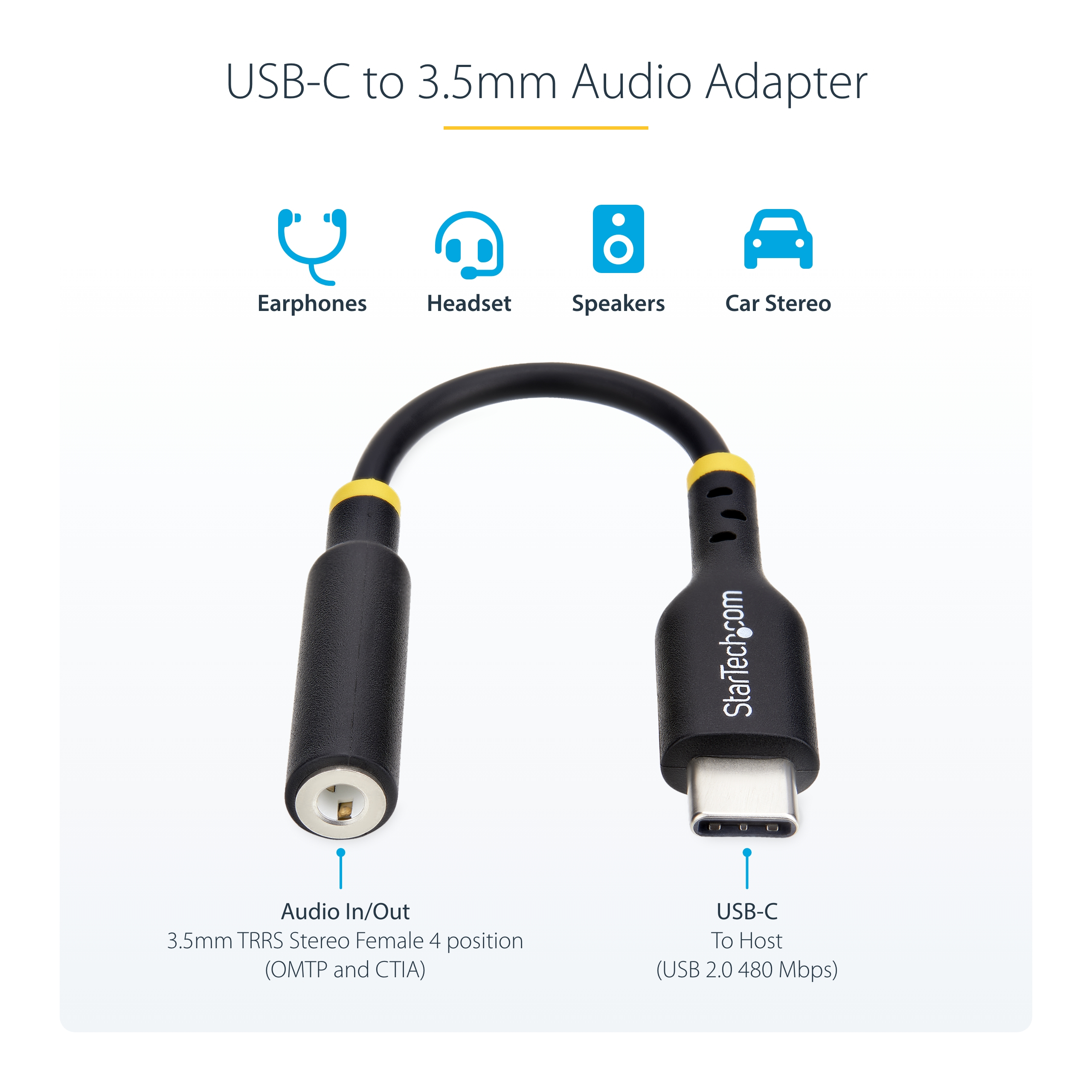 صورة محول صوت USB-C إلى 3.5 ملم StarTech.com USBCAUDIO2