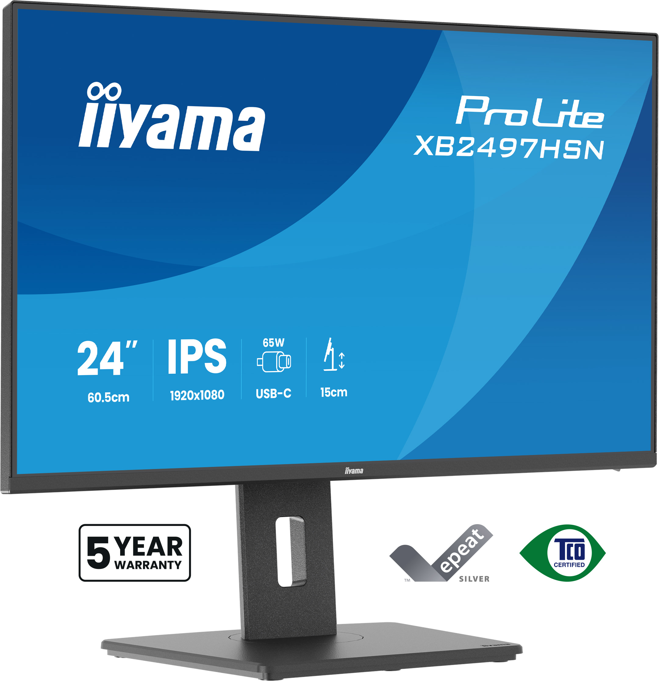iiyama ProLite XB2497HSN-B1 - LED monitor - 24" (23.8" viewable) - 1920 x 1080 Full HD (1080p) @ 100 Hz - IPS - 350 cd/m� - 1500:1 - 1 ms - 2xHDMI, 2xDisplayPort - speakers - black, matte
