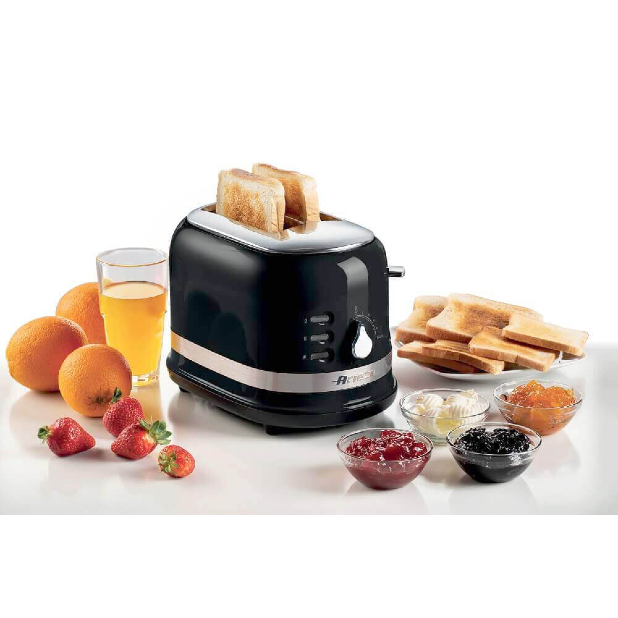 Ariete 149 Modern white toaster with tongs for 2 slices of bread, sandwich or toast - 6 browning levels - Defrosting - Modern line - Black – image 4