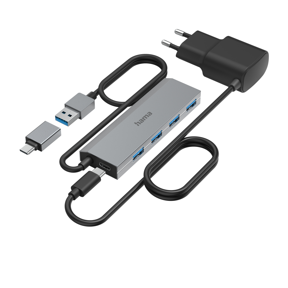 Hama 00200138 interface hub USB 3.2 Gen 1 (3.1 Gen 1) Type-A + Type-C 5000 Mbit/s Anthracite, Grey – image 3