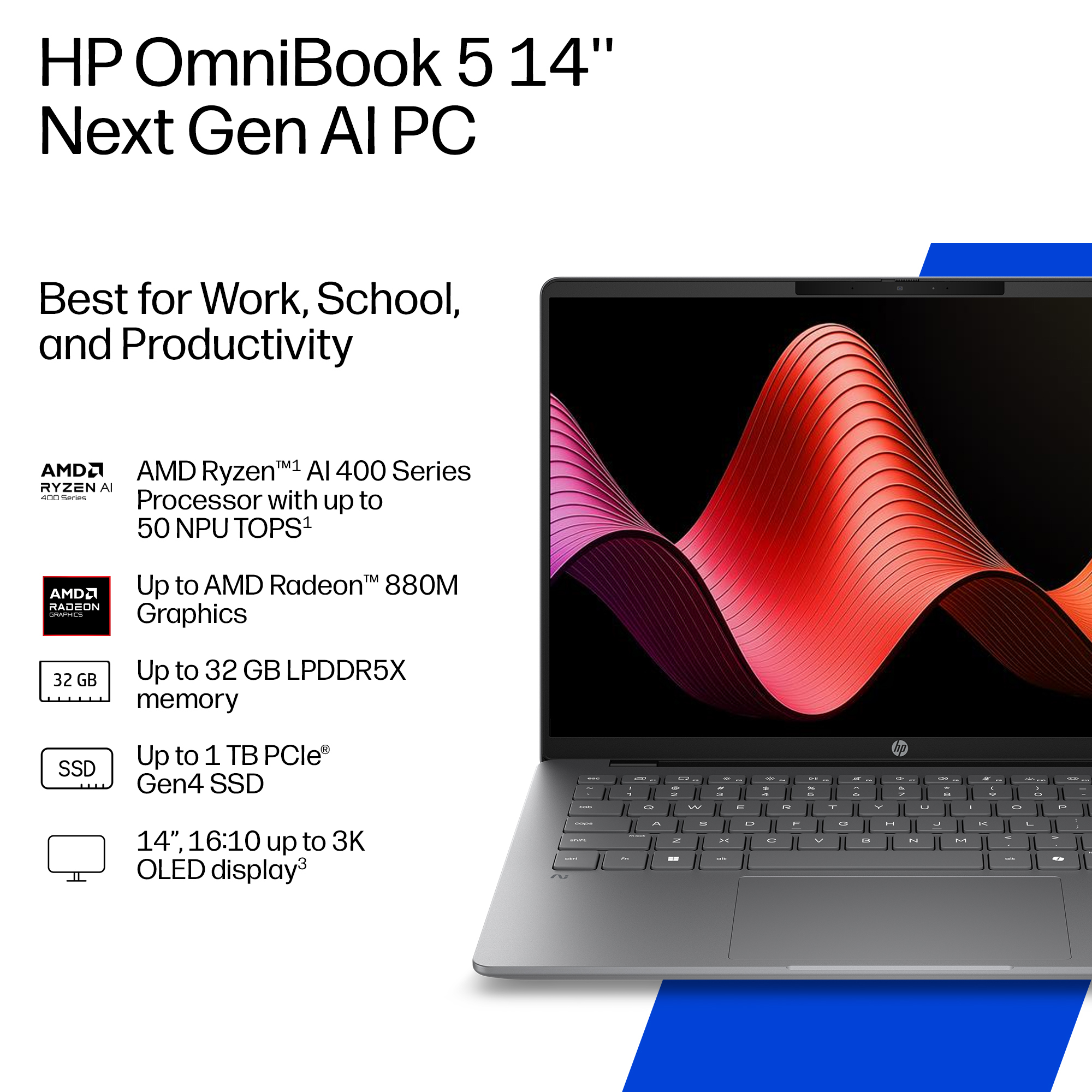 HP DP2H1EA laptop Copilot+ PC AMD Ryzen™ AI 5 330 – image 3