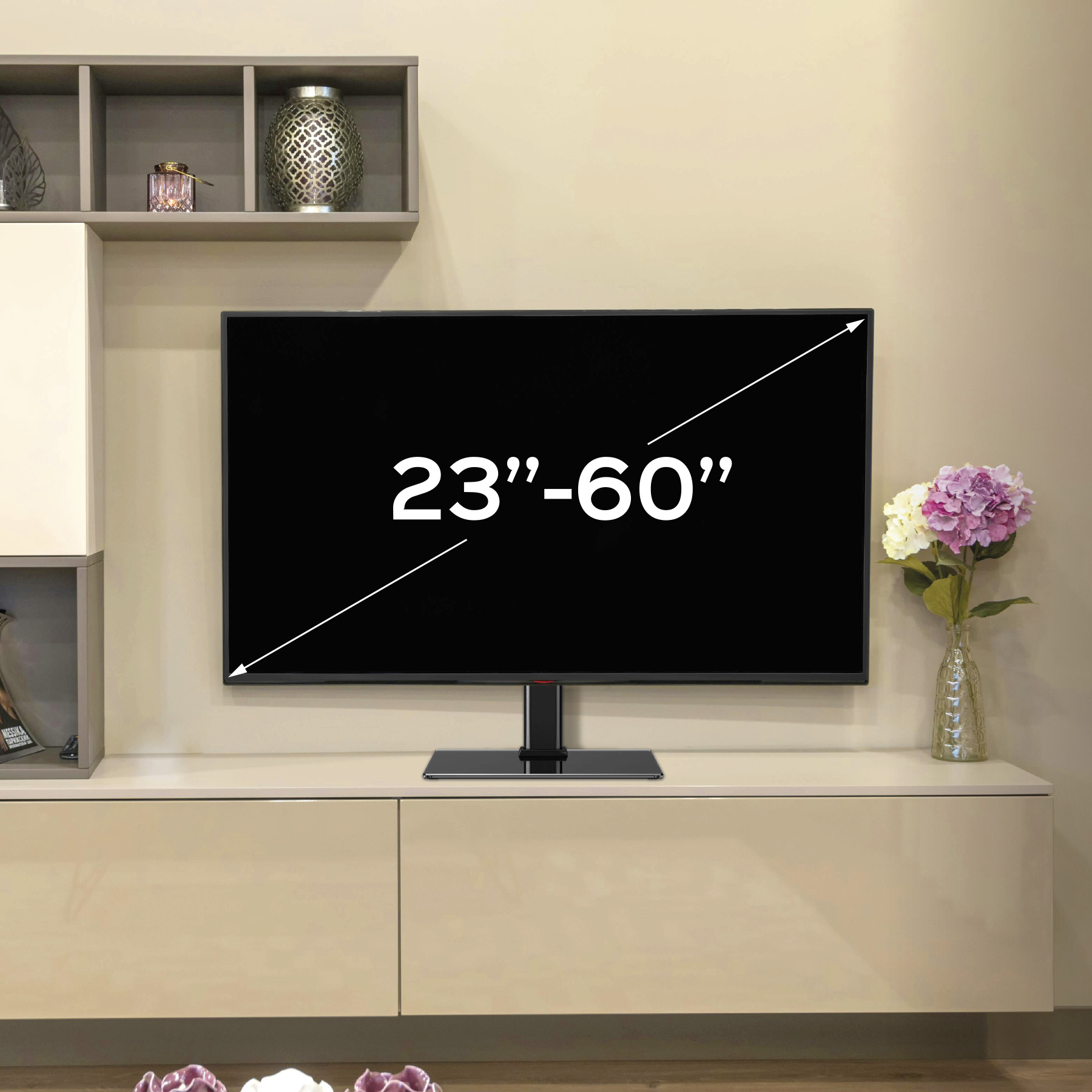 UNYKAch Universal tabletop tv stand with tempered glass 23″-60″ TV – image 3