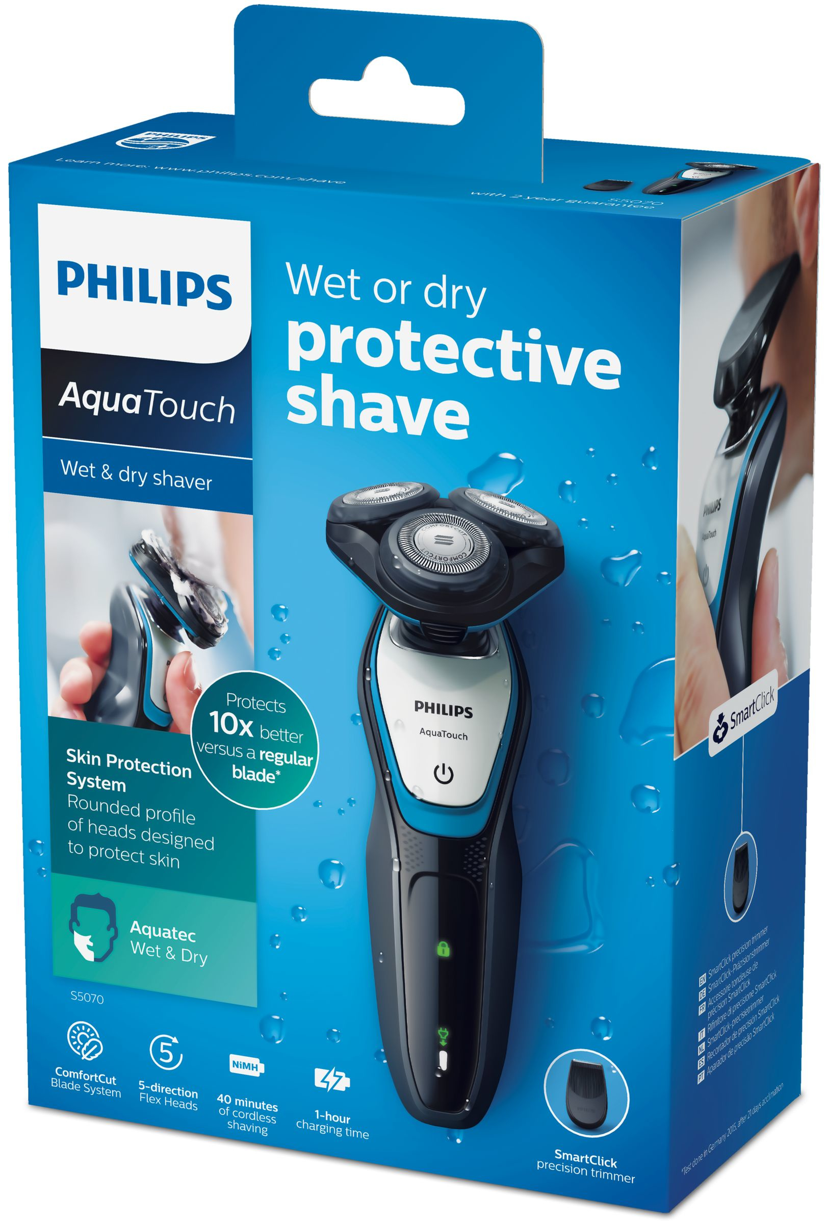 Philips AquaTouch S5070/04 men's shaver Rotation shaver Trimmer Blue, Grey – image 2
