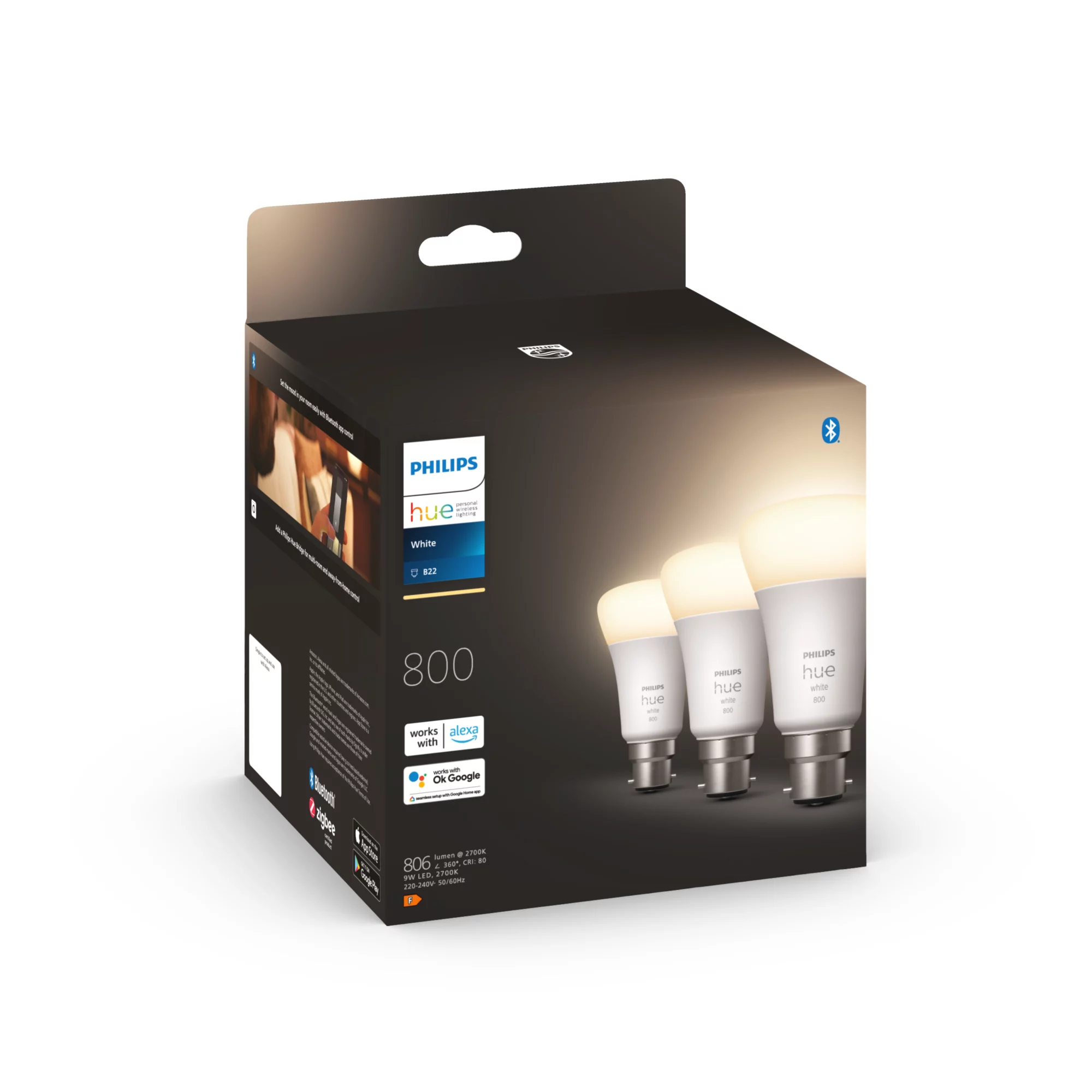 Philips by Signify Philips Hue White A60 – B22 smart bulb – 800 (3-pack) – image 2
