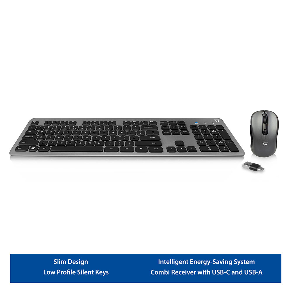 Ewent EW3260 keyboard Mouse included Universal RF Wireless QWERTY US English Black, Grey – image 2