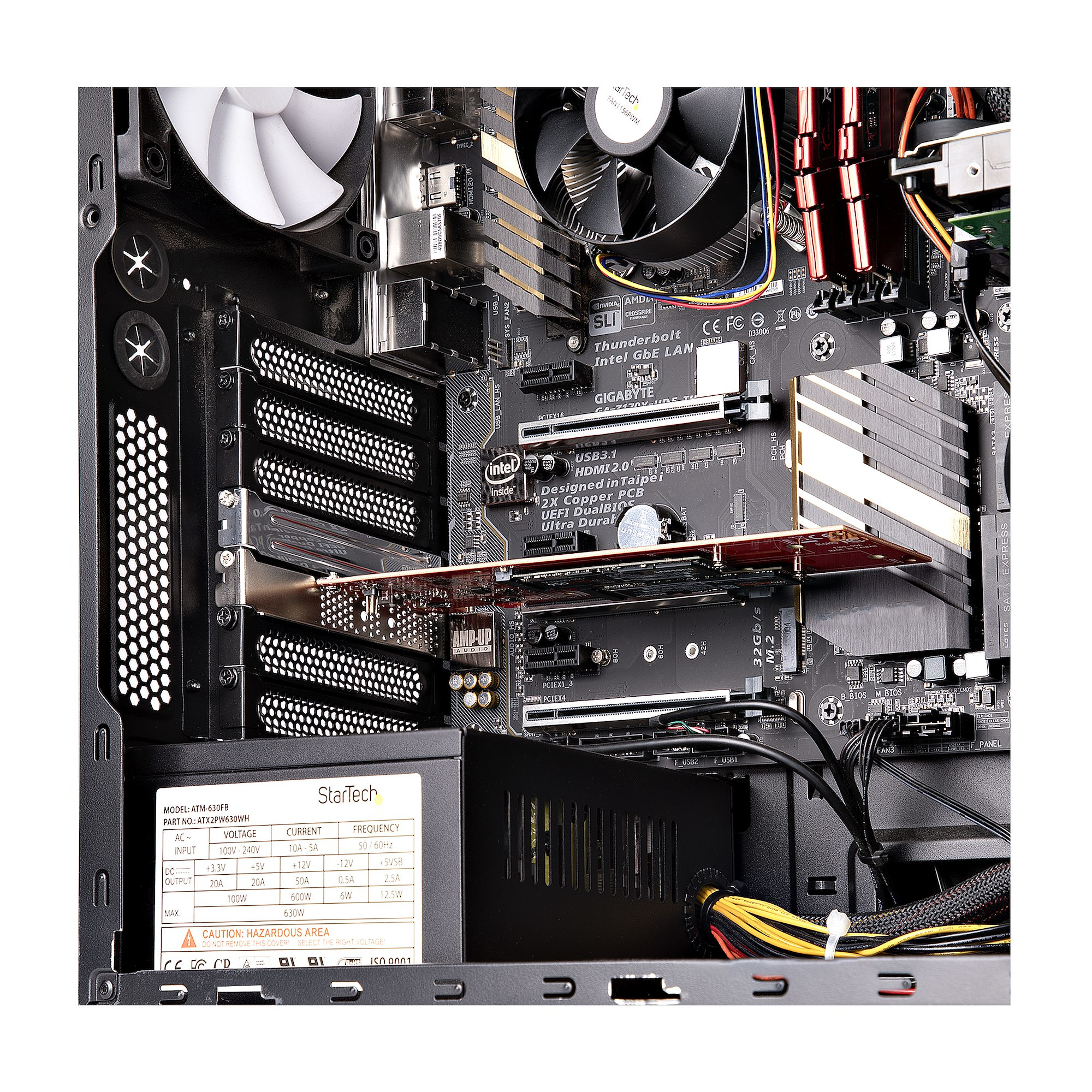 StarTech.com Dual M.2 PCIe SSD Adapter Card, PCIe x8 / x16 to Dual NVMe or AHCI M.2 SSDs, PCI Express 4.0, 7.8GBps/Drive, Bifurcation Required - Windows/Linux C – image 9