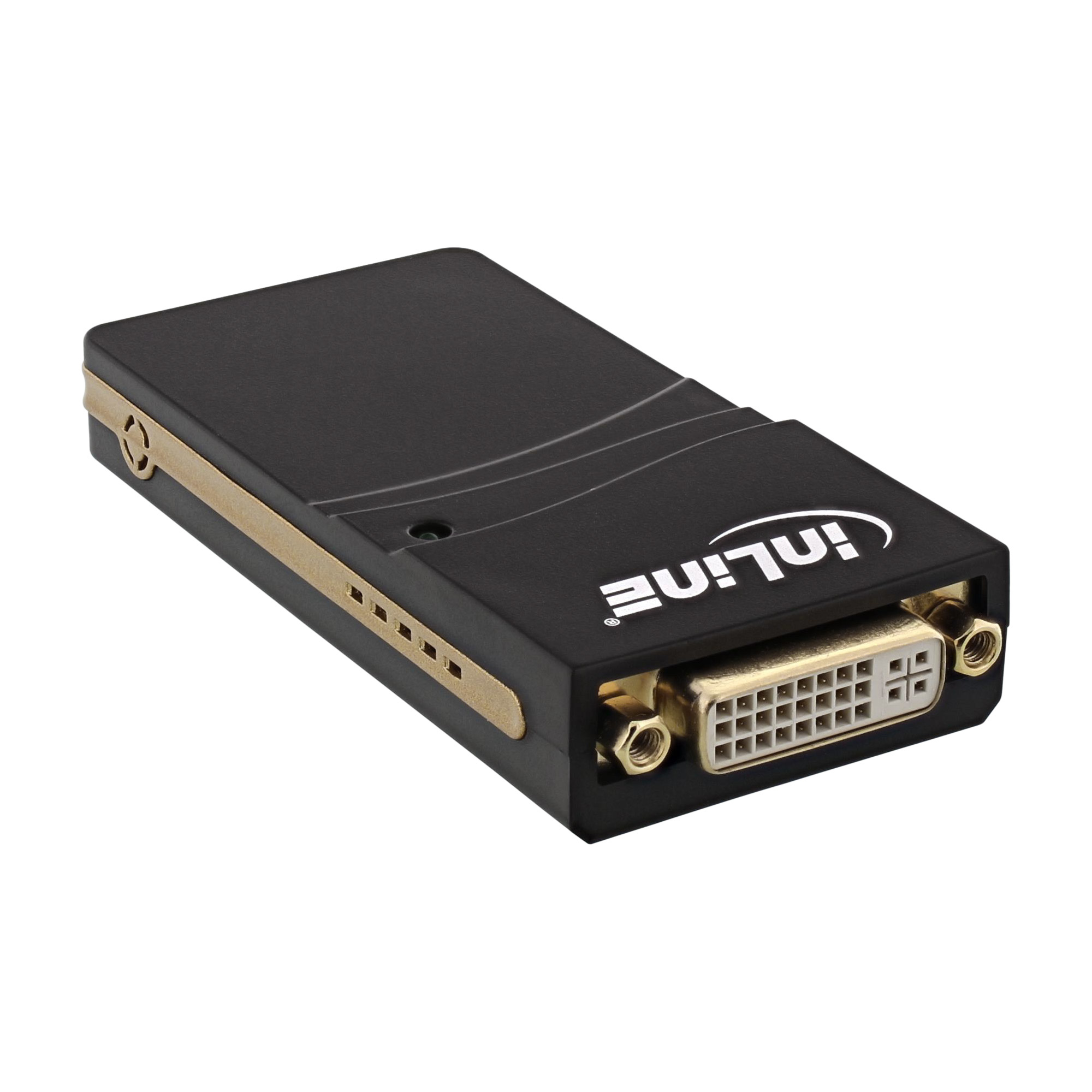 InLine USB graphics adapter, USB 2.0 to DVI, with DVI/VGA and DVI/HDMI adapter