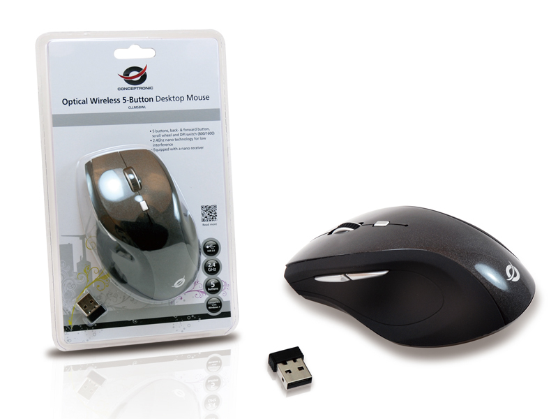 Conceptronic Optical Wireless 5-Button Desktop Mouse – image 5