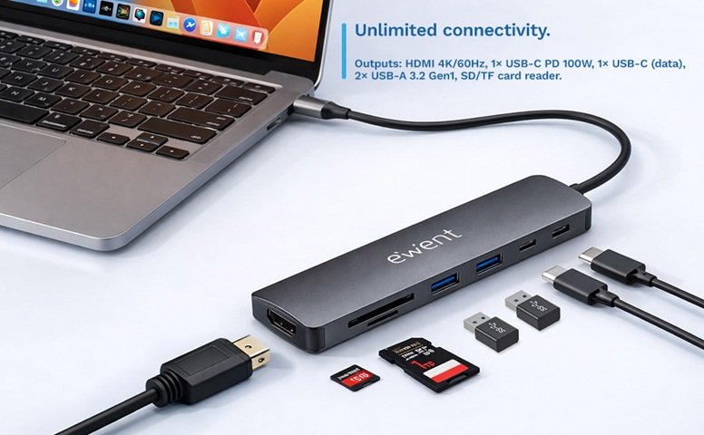Ewent EW1152 laptop dock/port replicator Wired USB 3.2 Gen 1 (3.1 Gen 1) Type-C Grey – image 8
