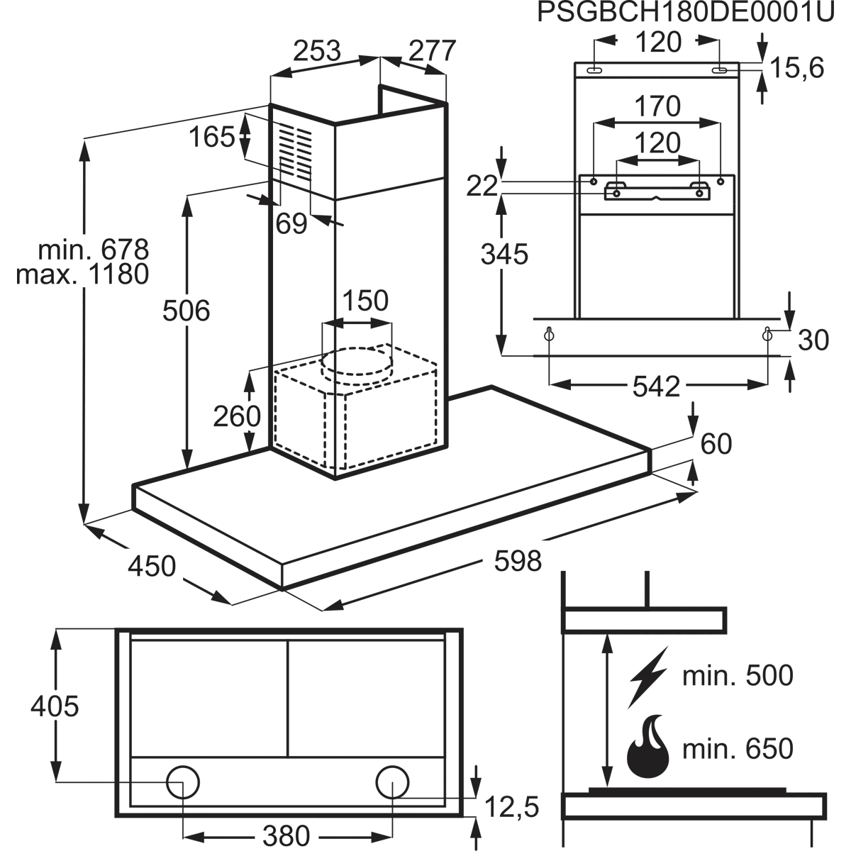 AEG DBK5651B Corner Black 640 m³/h – image 8