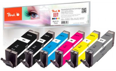 Peach PI100-369 ink cartridge 6 pc(s) Compatible Standard Yield Black, Cyan, Grey, Magenta, Yellow