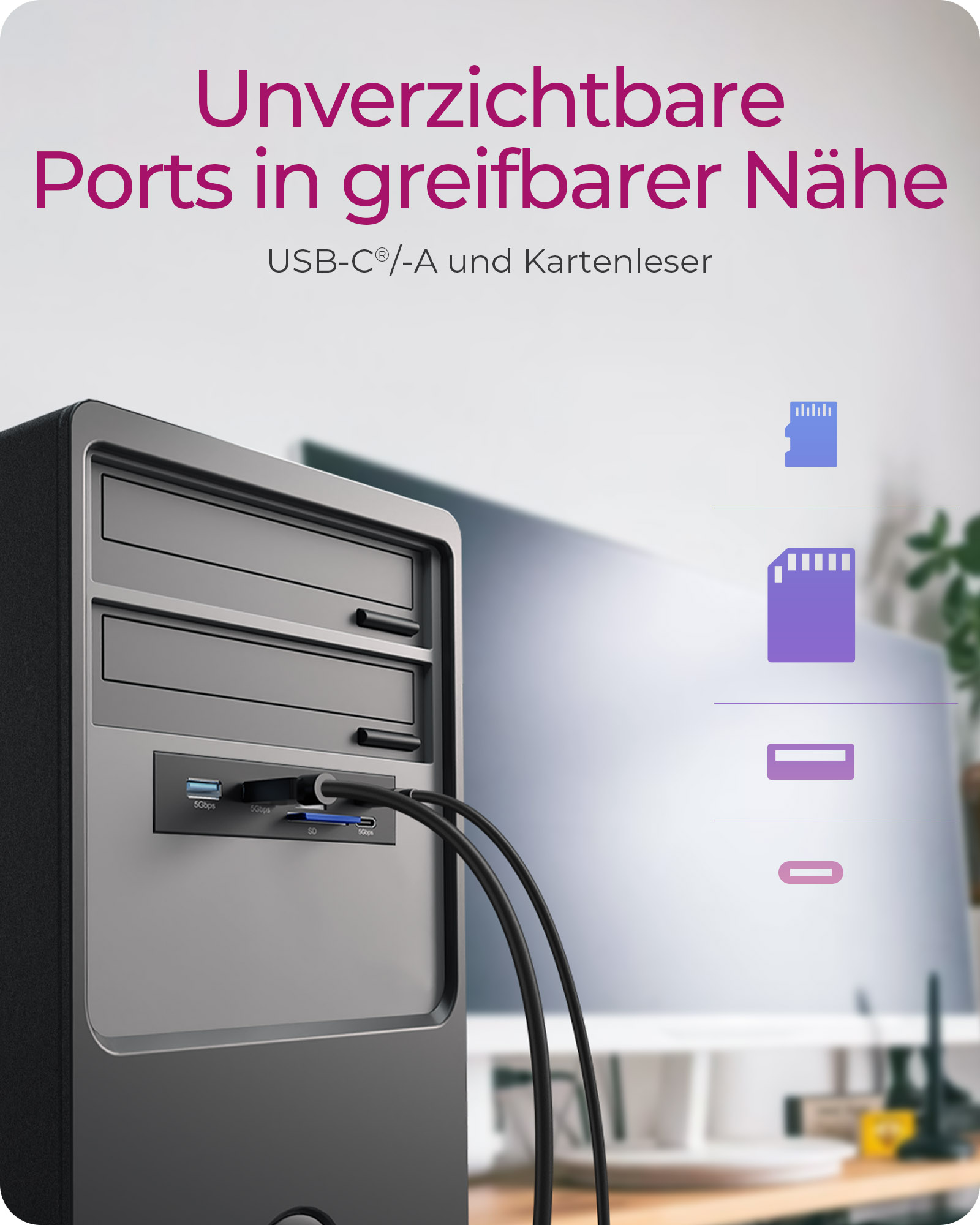 Frontplatte IcyBox für 3,5 Einschub HUBs