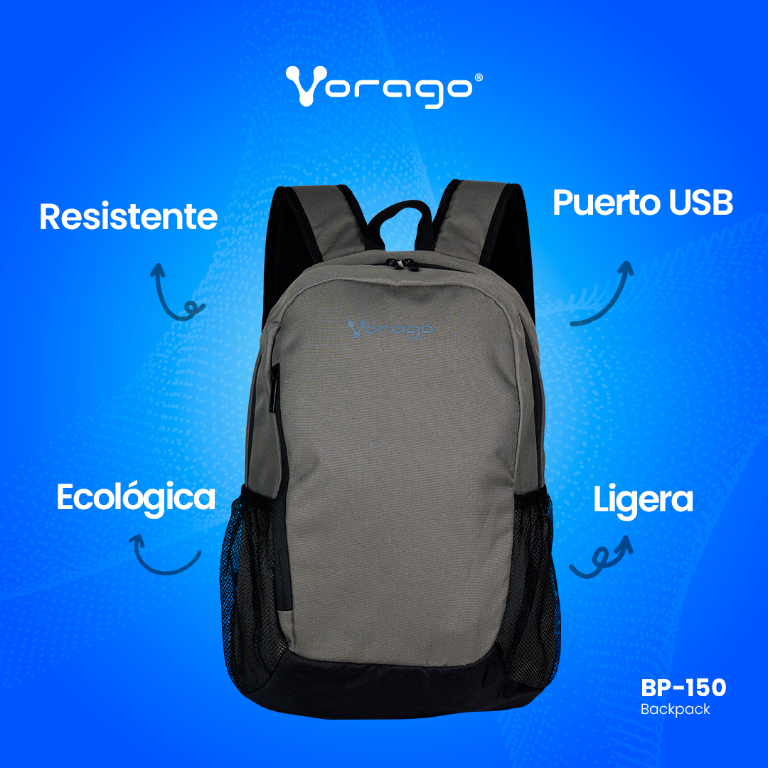 Mochila Vorago BP-150 - 15.6" - Gris con Negro - BP-150-GR Mochila Vorago BP-150 - 15.6" - Gris con Negro - BP-150-GR
