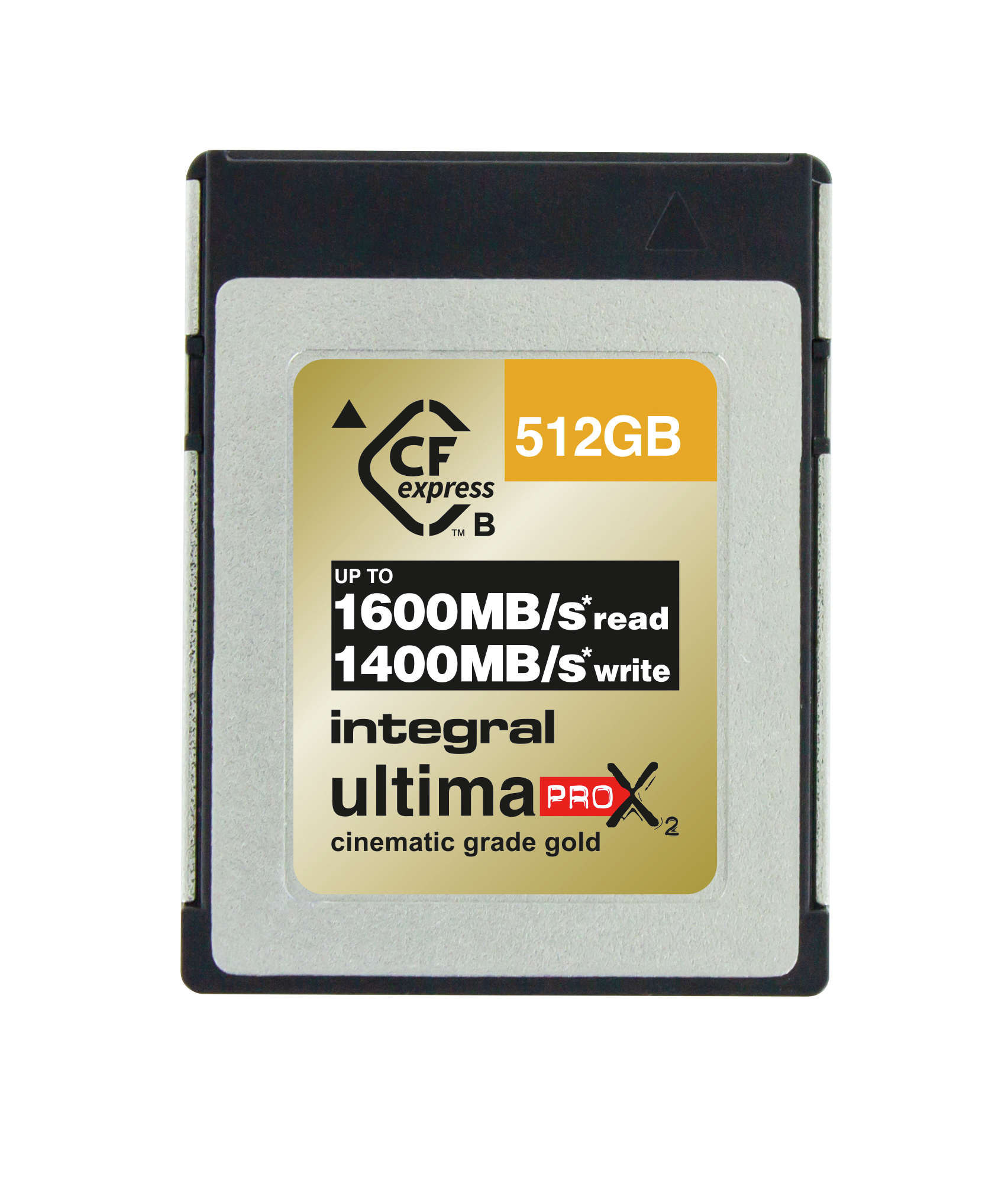 Integral 512GB CFEXPRESS MEMORY CARD 2.0 TYPE B UP TO R-1600 W-1400 MBS SUSTAINED WRITE-1400MBS CINEMATIC GOLD 12K 0-70C pSLC TBW 5750