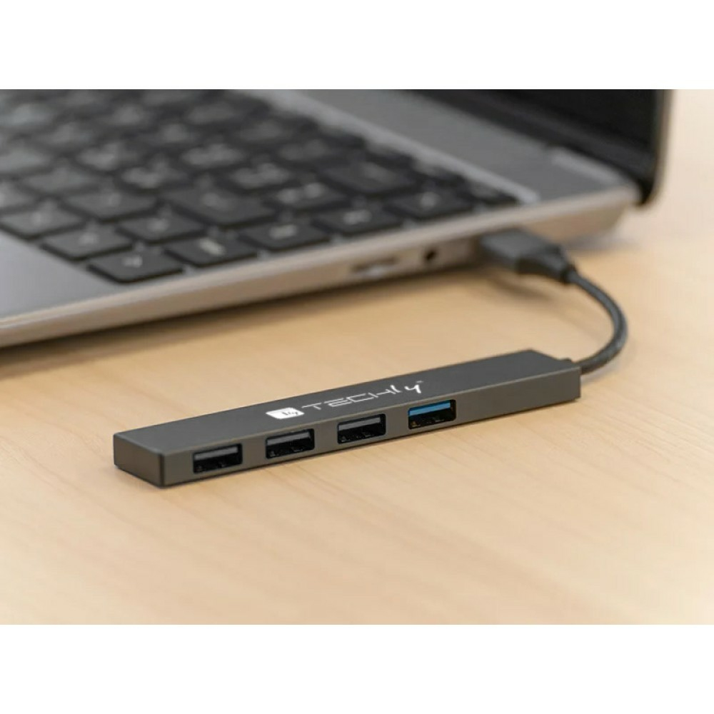 Techly IUSB32-HUB4A-3U2SL interface hub USB 3.2 Gen 1 (3.1 Gen 1) Type-A 5000 Mbit/s Grey – image 4