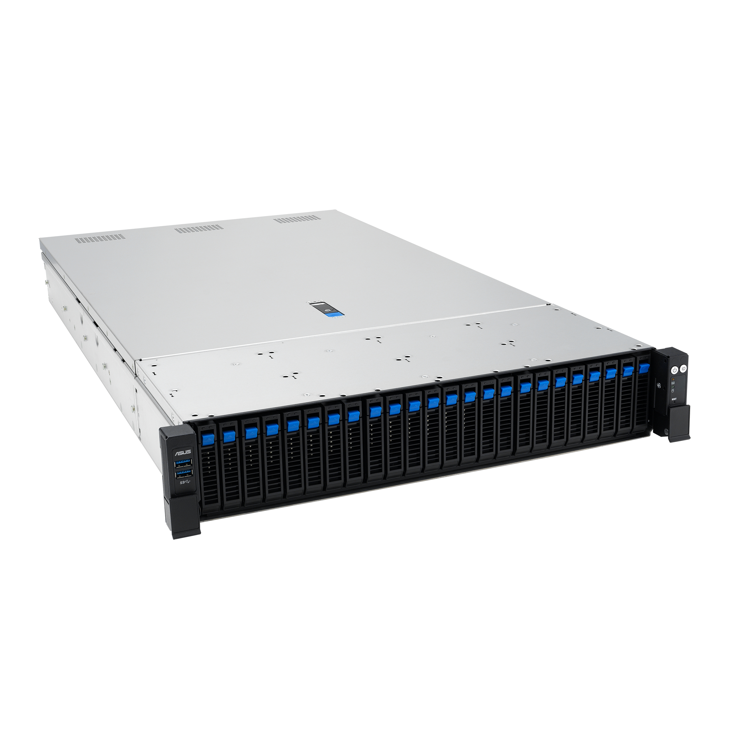 ASUS RS720A-E13-RS24G Rack-Server (2U), AMD EPYC, 16 GB RAM DDR5, 128 GB Speicher, 24 Laufwerksschächte, Schwarz, Silber