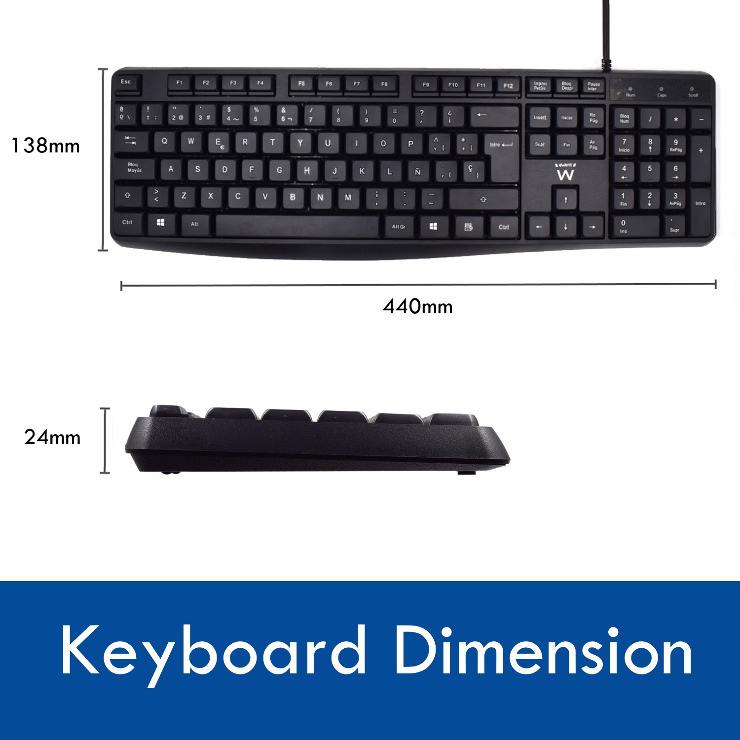 Ewent EW3006 keyboard Mouse included Office USB QWERTY Spanish Black – image 5