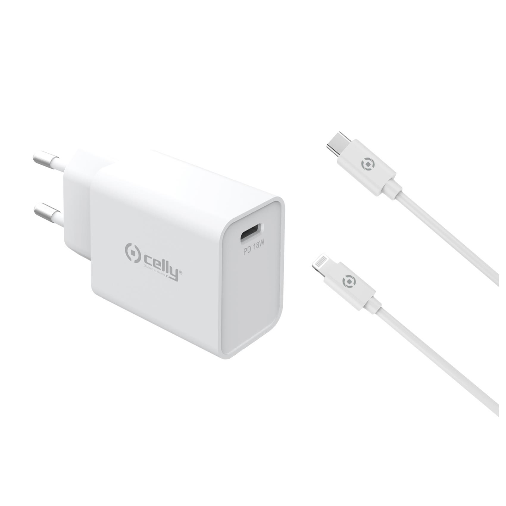 Celly TC1C18WLIGHTWH mobile device charger Smartphone, Smartwatch, Tablet White AC Indoor