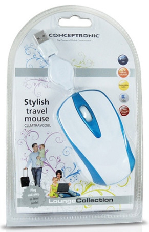 Conceptronic CLLMTRAVCOBL mouse USB Type-A Optical 800 DPI – image 2