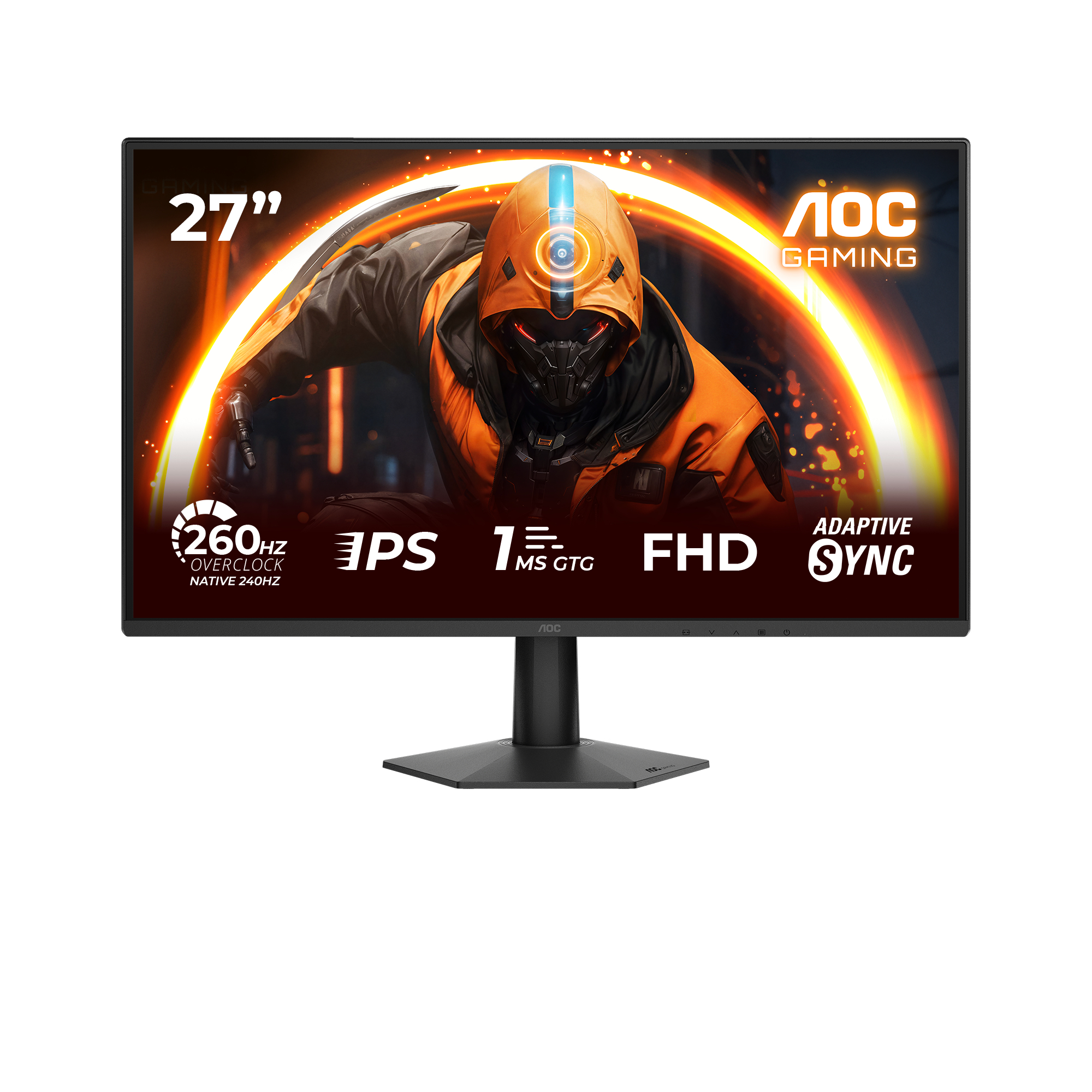 MONITOR GAMER AOC 27G50Z / PANEL IPS / 27 PULGADAS / HDMI / DISPLAYPORT / ASPECTO 16;9 / TR 1 MS / ADAPTIVE SYNC / 260 HZ / RESOLUCION 1920 X 1080 / BRILLO 300 CD/M2 / VESA 100X100 MM / NEGRO Y ROJO
