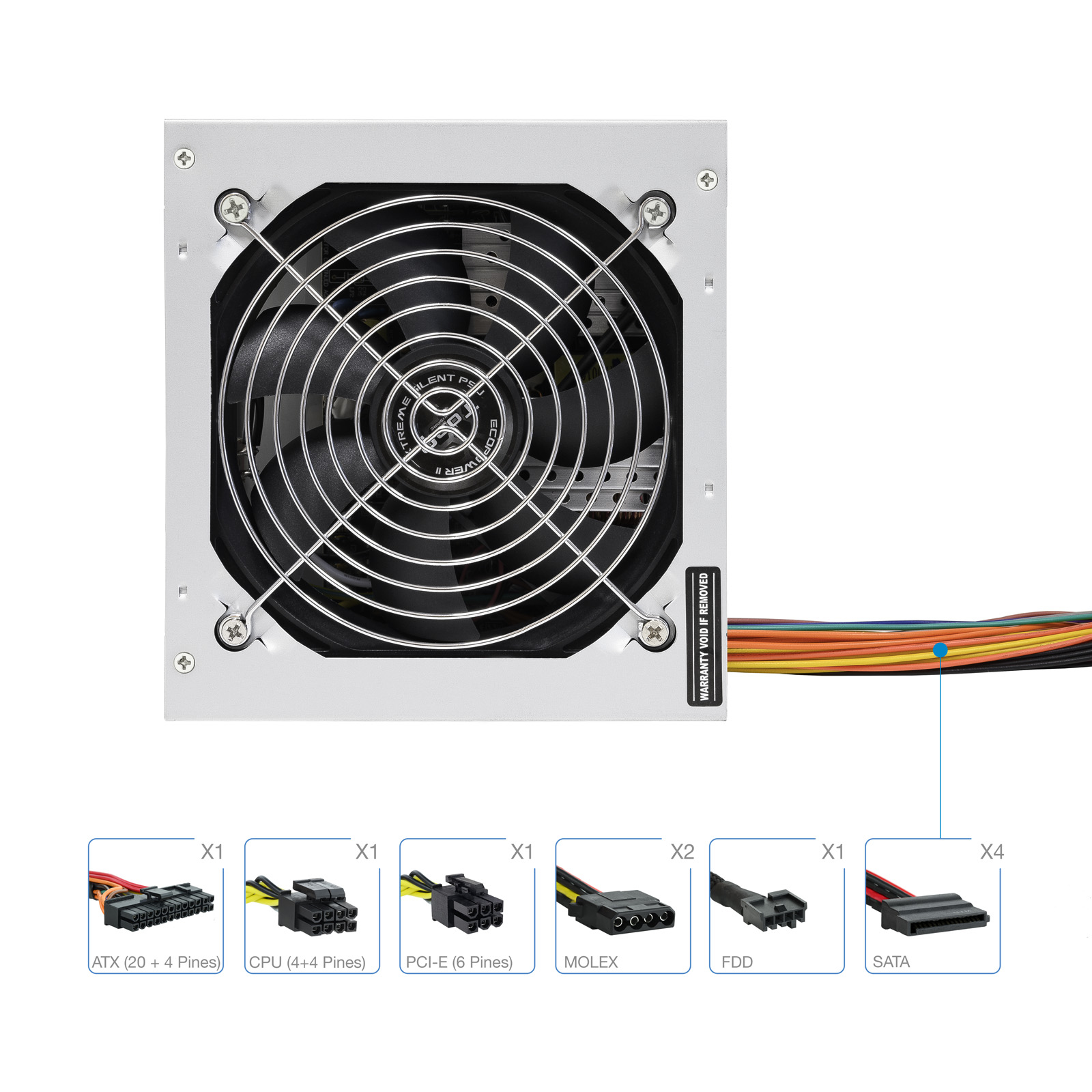 TooQ TQEP-500SP power supply unit 500 W 20+4 pin ATX ATX Silver image 5
